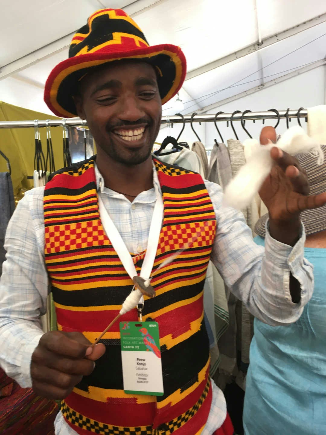 Firew Kanjo of Sabahar at the International Folk Art Market in Santa Fe