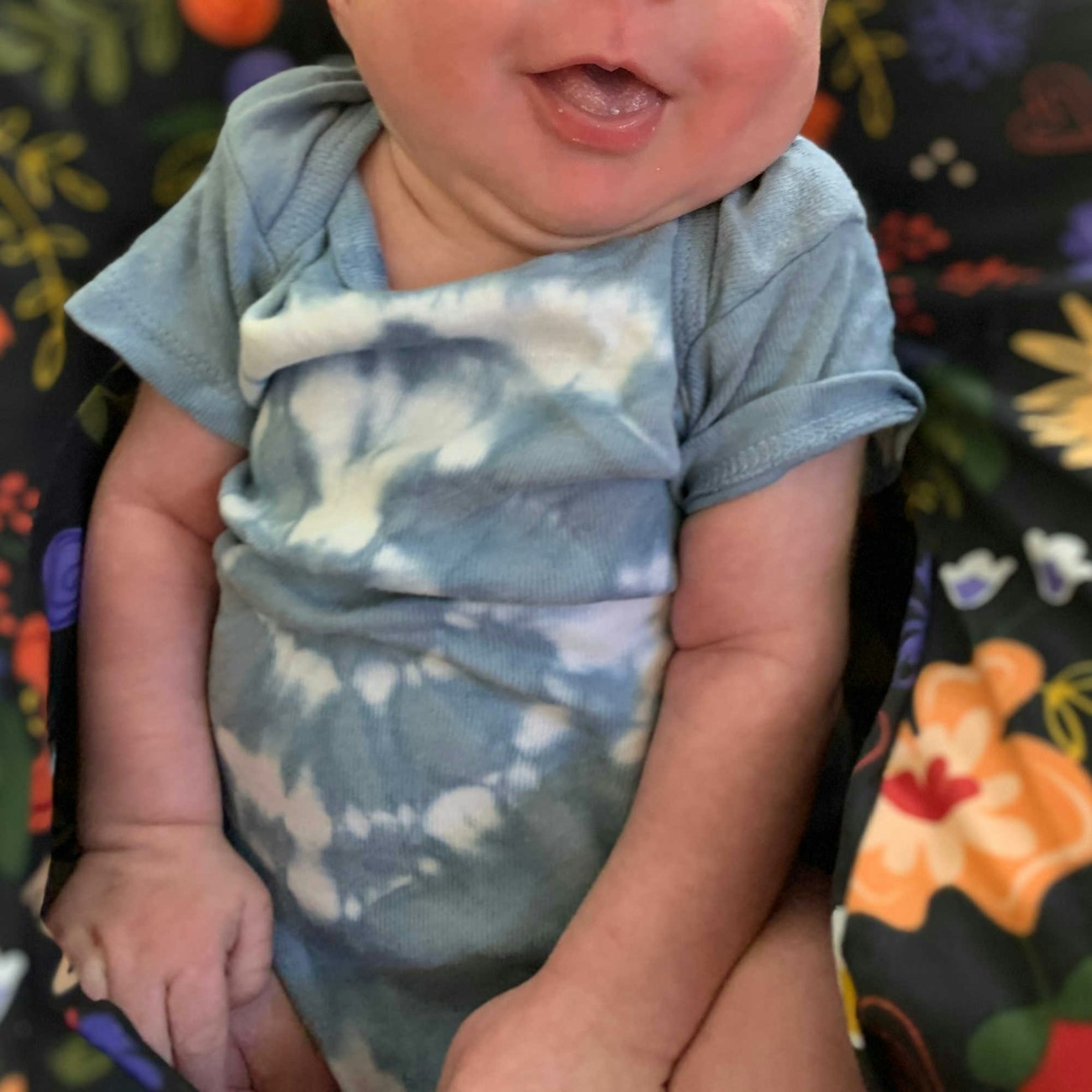 Baby E in his indigo onesie